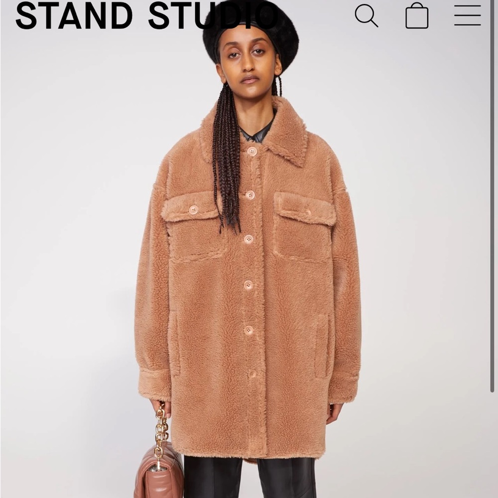Stand Studio sand color Sabi faux fur jacket